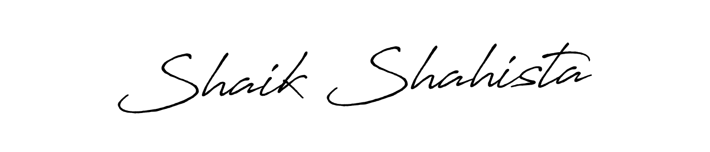 How to make Shaik Shahista name signature. Use Antro_Vectra_Bolder style for creating short signs online. This is the latest handwritten sign. Shaik Shahista signature style 7 images and pictures png