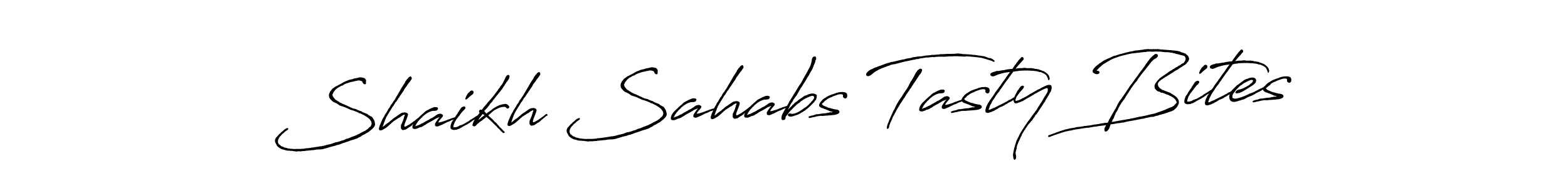 The best way (Antro_Vectra_Bolder) to make a short signature is to pick only two or three words in your name. The name Shaikh Sahabs Tasty Bites include a total of six letters. For converting this name. Shaikh Sahabs Tasty Bites signature style 7 images and pictures png