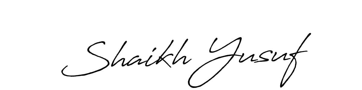 How to make Shaikh Yusuf name signature. Use Antro_Vectra_Bolder style for creating short signs online. This is the latest handwritten sign. Shaikh Yusuf signature style 7 images and pictures png