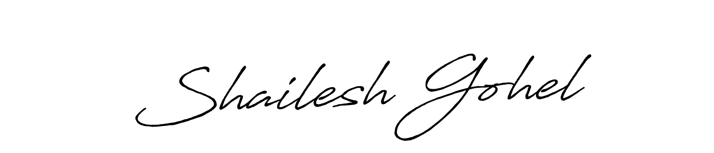 How to make Shailesh Gohel name signature. Use Antro_Vectra_Bolder style for creating short signs online. This is the latest handwritten sign. Shailesh Gohel signature style 7 images and pictures png