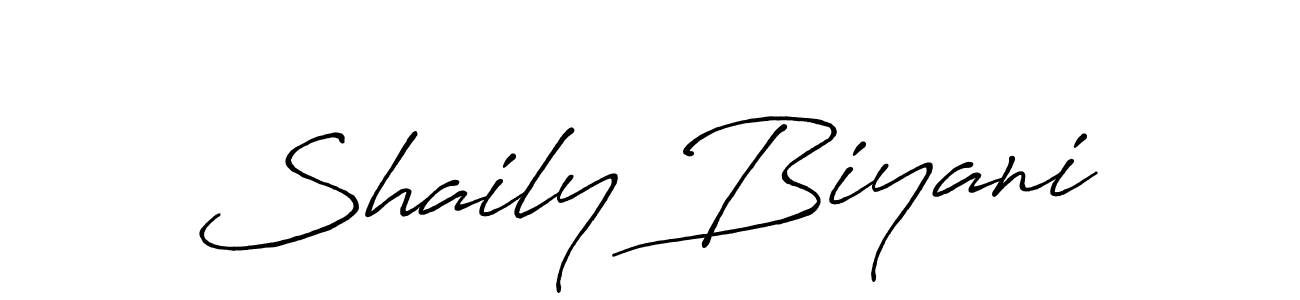 Shaily Biyani stylish signature style. Best Handwritten Sign (Antro_Vectra_Bolder) for my name. Handwritten Signature Collection Ideas for my name Shaily Biyani. Shaily Biyani signature style 7 images and pictures png