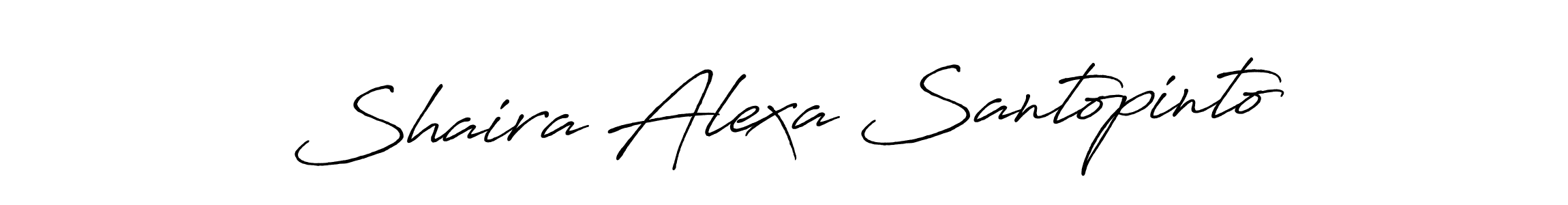 The best way (Antro_Vectra_Bolder) to make a short signature is to pick only two or three words in your name. The name Shaira Alexa Santopinto include a total of six letters. For converting this name. Shaira Alexa Santopinto signature style 7 images and pictures png