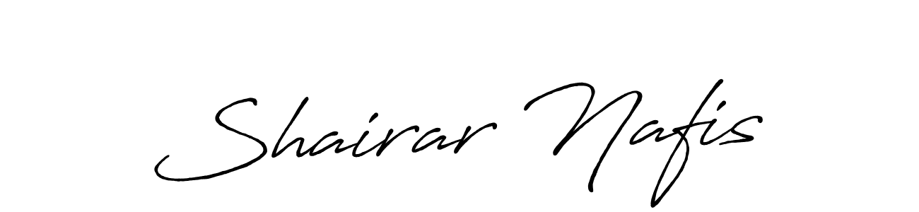 Make a beautiful signature design for name Shairar Nafis. With this signature (Antro_Vectra_Bolder) style, you can create a handwritten signature for free. Shairar Nafis signature style 7 images and pictures png