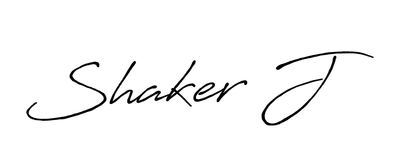 Shaker J stylish signature style. Best Handwritten Sign (Antro_Vectra_Bolder) for my name. Handwritten Signature Collection Ideas for my name Shaker J. Shaker J signature style 7 images and pictures png