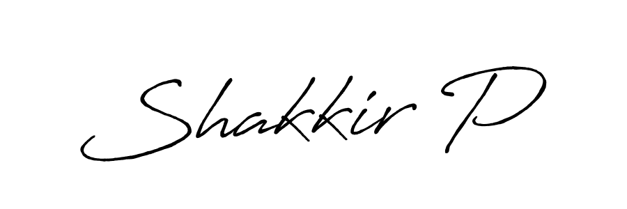 How to make Shakkir P name signature. Use Antro_Vectra_Bolder style for creating short signs online. This is the latest handwritten sign. Shakkir P signature style 7 images and pictures png