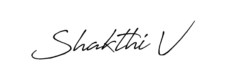 Make a beautiful signature design for name Shakthi V. With this signature (Antro_Vectra_Bolder) style, you can create a handwritten signature for free. Shakthi V signature style 7 images and pictures png