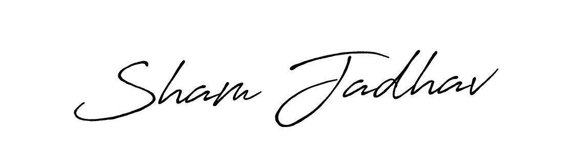 How to make Sham Jadhav name signature. Use Antro_Vectra_Bolder style for creating short signs online. This is the latest handwritten sign. Sham Jadhav signature style 7 images and pictures png