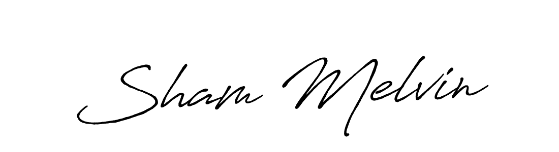You should practise on your own different ways (Antro_Vectra_Bolder) to write your name (Sham Melvin) in signature. don't let someone else do it for you. Sham Melvin signature style 7 images and pictures png