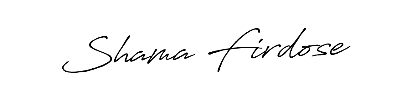 Use a signature maker to create a handwritten signature online. With this signature software, you can design (Antro_Vectra_Bolder) your own signature for name Shama Firdose. Shama Firdose signature style 7 images and pictures png