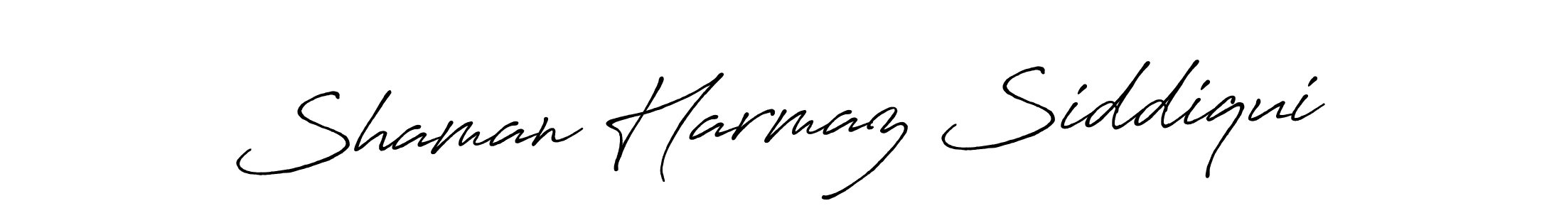 Use a signature maker to create a handwritten signature online. With this signature software, you can design (Antro_Vectra_Bolder) your own signature for name Shaman Harmaz Siddiqui. Shaman Harmaz Siddiqui signature style 7 images and pictures png
