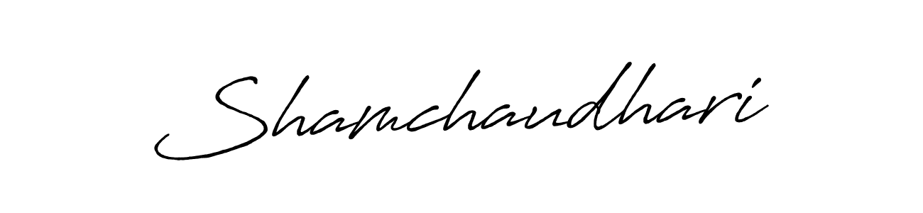 Make a beautiful signature design for name Shamchaudhari. With this signature (Antro_Vectra_Bolder) style, you can create a handwritten signature for free. Shamchaudhari signature style 7 images and pictures png