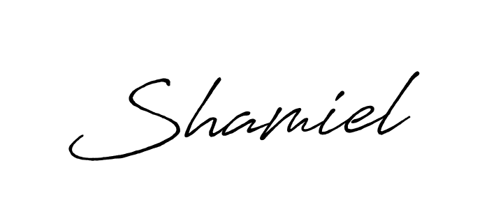 if you are searching for the best signature style for your name Shamiel. so please give up your signature search. here we have designed multiple signature styles  using Antro_Vectra_Bolder. Shamiel signature style 7 images and pictures png