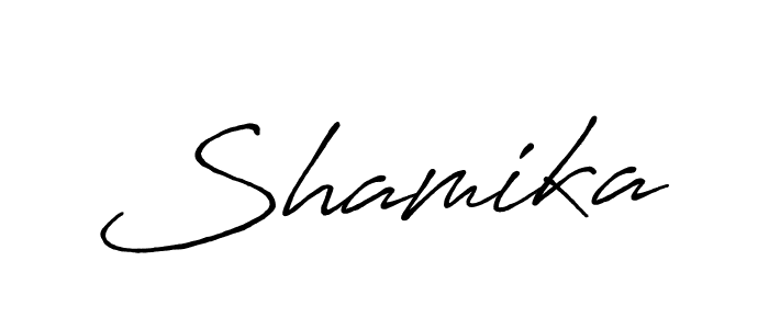 How to make Shamika name signature. Use Antro_Vectra_Bolder style for creating short signs online. This is the latest handwritten sign. Shamika signature style 7 images and pictures png