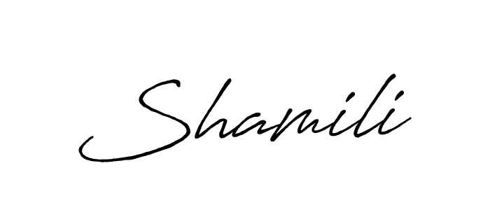 How to make Shamili name signature. Use Antro_Vectra_Bolder style for creating short signs online. This is the latest handwritten sign. Shamili signature style 7 images and pictures png