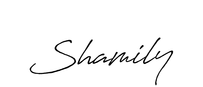 Create a beautiful signature design for name Shamily. With this signature (Antro_Vectra_Bolder) fonts, you can make a handwritten signature for free. Shamily signature style 7 images and pictures png