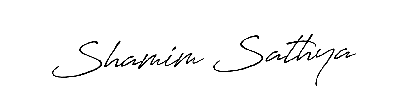 Use a signature maker to create a handwritten signature online. With this signature software, you can design (Antro_Vectra_Bolder) your own signature for name Shamim Sathya. Shamim Sathya signature style 7 images and pictures png