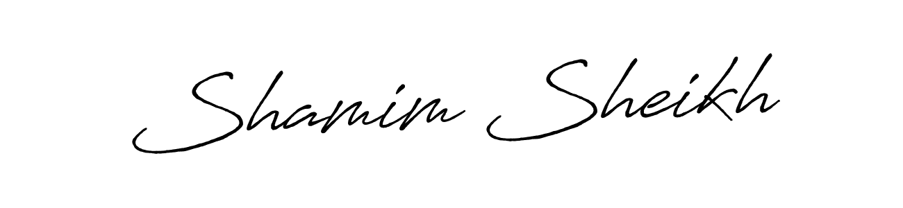 Use a signature maker to create a handwritten signature online. With this signature software, you can design (Antro_Vectra_Bolder) your own signature for name Shamim Sheikh. Shamim Sheikh signature style 7 images and pictures png