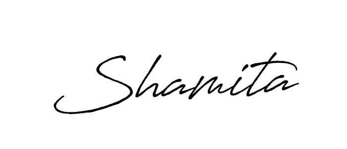 Use a signature maker to create a handwritten signature online. With this signature software, you can design (Antro_Vectra_Bolder) your own signature for name Shamita. Shamita signature style 7 images and pictures png