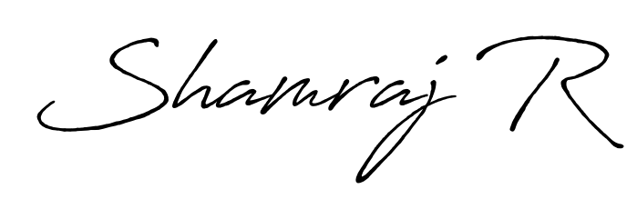Make your name Shamraj R memorable on every contract using Antro_Vectra_Bolder autograph style. Instant transparent background export available. Shamraj R signature style 7 images and pictures png