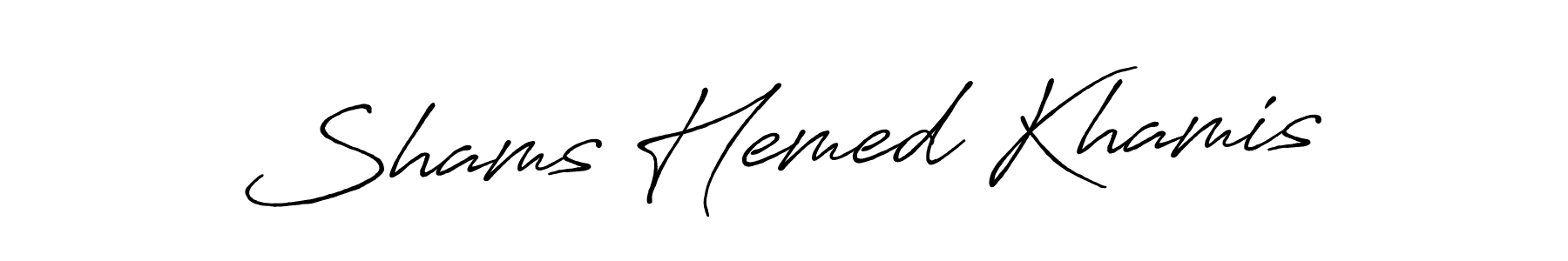 The best way (Antro_Vectra_Bolder) to make a short signature is to pick only two or three words in your name. The name Shams Hemed Khamis include a total of six letters. For converting this name. Shams Hemed Khamis signature style 7 images and pictures png