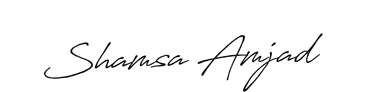 Use a signature maker to create a handwritten signature online. With this signature software, you can design (Antro_Vectra_Bolder) your own signature for name Shamsa Amjad. Shamsa Amjad signature style 7 images and pictures png