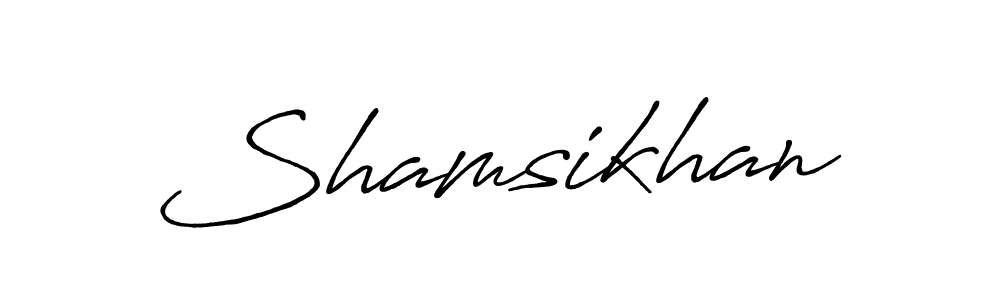 How to make Shamsikhan name signature. Use Antro_Vectra_Bolder style for creating short signs online. This is the latest handwritten sign. Shamsikhan signature style 7 images and pictures png