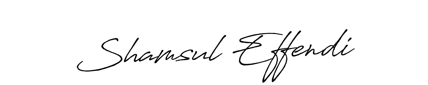 Design your own signature with our free online signature maker. With this signature software, you can create a handwritten (Antro_Vectra_Bolder) signature for name Shamsul Effendi. Shamsul Effendi signature style 7 images and pictures png