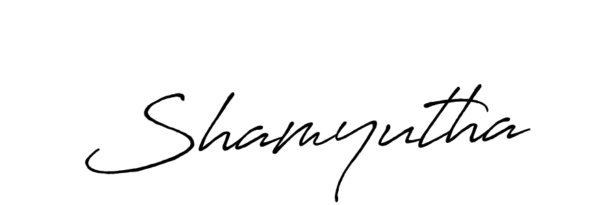 How to make Shamyutha name signature. Use Antro_Vectra_Bolder style for creating short signs online. This is the latest handwritten sign. Shamyutha signature style 7 images and pictures png