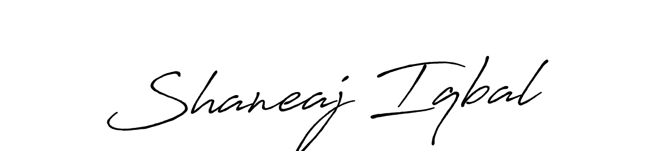 How to make Shaneaj Iqbal name signature. Use Antro_Vectra_Bolder style for creating short signs online. This is the latest handwritten sign. Shaneaj Iqbal signature style 7 images and pictures png