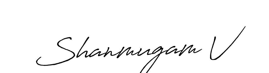 Make a beautiful signature design for name Shanmugam V. With this signature (Antro_Vectra_Bolder) style, you can create a handwritten signature for free. Shanmugam V signature style 7 images and pictures png