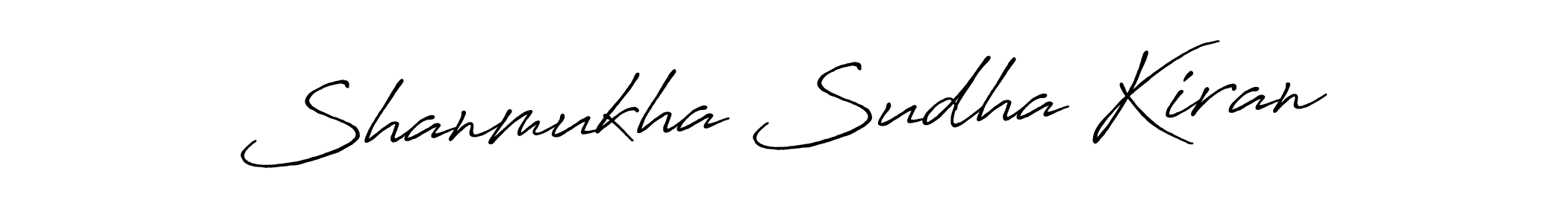 The best way (Antro_Vectra_Bolder) to make a short signature is to pick only two or three words in your name. The name Shanmukha Sudha Kiran include a total of six letters. For converting this name. Shanmukha Sudha Kiran signature style 7 images and pictures png