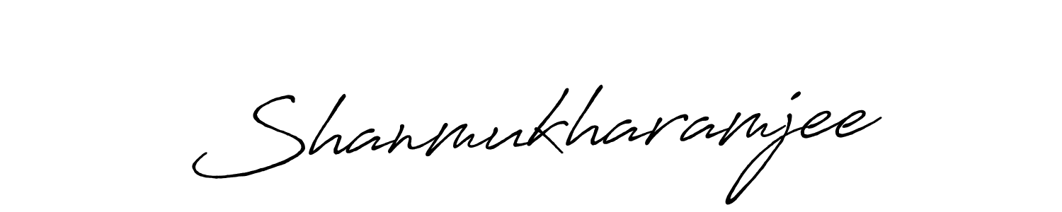 How to make Shanmukharamjee name signature. Use Antro_Vectra_Bolder style for creating short signs online. This is the latest handwritten sign. Shanmukharamjee signature style 7 images and pictures png