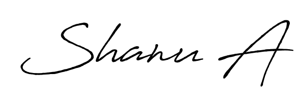 A modern signature idea for name Shanu A using Antro_Vectra_Bolder font. Clean strokes and elegant curves make it stand out instantly. Shanu A signature style 7 images and pictures png