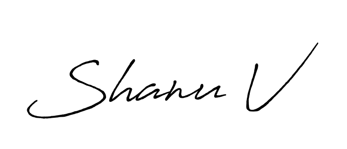 Use a signature maker to create a handwritten signature online. With this signature software, you can design (Antro_Vectra_Bolder) your own signature for name Shanu V. Shanu V signature style 7 images and pictures png