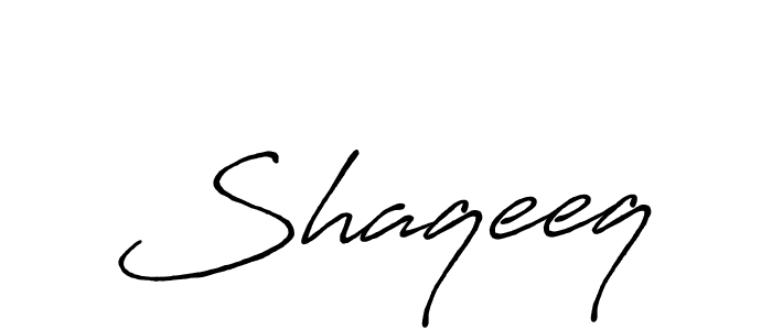 Use a signature maker to create a handwritten signature online. With this signature software, you can design (Antro_Vectra_Bolder) your own signature for name Shaqeeq. Shaqeeq signature style 7 images and pictures png