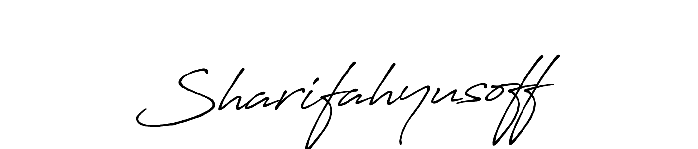 It looks lik you need a new signature style for name Sharifahyusoff. Design unique handwritten (Antro_Vectra_Bolder) signature with our free signature maker in just a few clicks. Sharifahyusoff signature style 7 images and pictures png