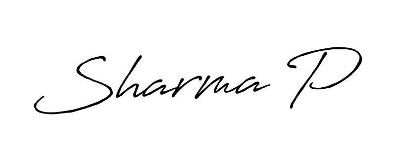 How to make Sharma P name signature. Use Antro_Vectra_Bolder style for creating short signs online. This is the latest handwritten sign. Sharma P signature style 7 images and pictures png