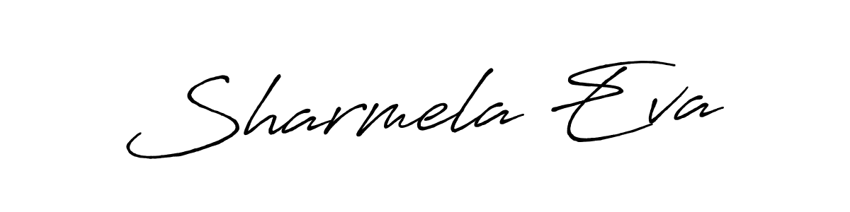 How to make Sharmela Eva name signature. Use Antro_Vectra_Bolder style for creating short signs online. This is the latest handwritten sign. Sharmela Eva signature style 7 images and pictures png