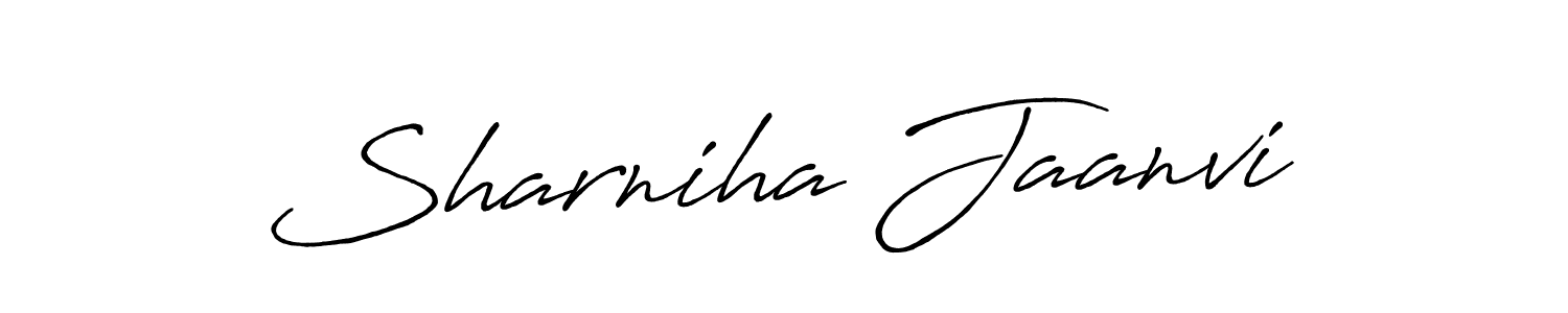 How to make Sharniha Jaanvi name signature. Use Antro_Vectra_Bolder style for creating short signs online. This is the latest handwritten sign. Sharniha Jaanvi signature style 7 images and pictures png