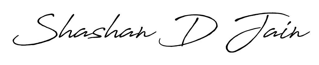 The Antro_Vectra_Bolder handwriting style adds charm and authenticity to name Shashan D Jain. A wonderful choice for personal thank-you notes. Shashan D Jain signature style 7 images and pictures png