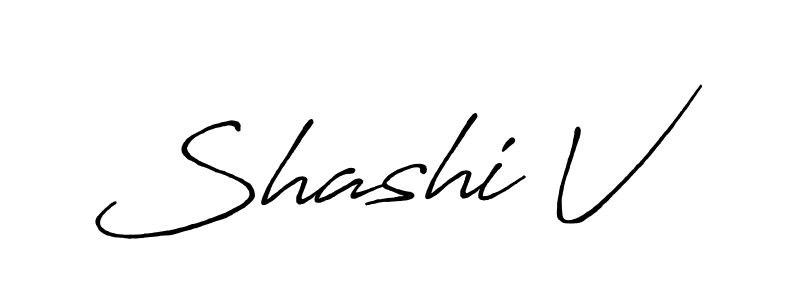 Shashi V stylish signature style. Best Handwritten Sign (Antro_Vectra_Bolder) for my name. Handwritten Signature Collection Ideas for my name Shashi V. Shashi V signature style 7 images and pictures png