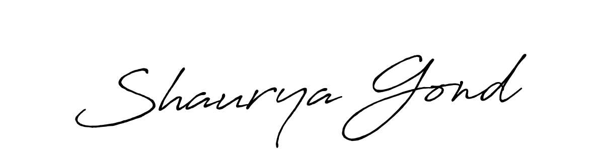 How to make Shaurya Gond name signature. Use Antro_Vectra_Bolder style for creating short signs online. This is the latest handwritten sign. Shaurya Gond signature style 7 images and pictures png