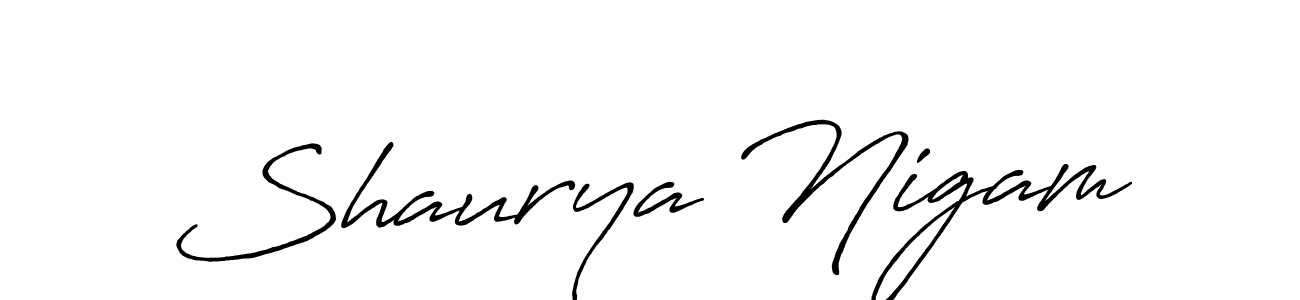 Shaurya Nigam stylish signature style. Best Handwritten Sign (Antro_Vectra_Bolder) for my name. Handwritten Signature Collection Ideas for my name Shaurya Nigam. Shaurya Nigam signature style 7 images and pictures png