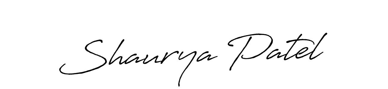 Create a beautiful signature design for name Shaurya Patel. With this signature (Antro_Vectra_Bolder) fonts, you can make a handwritten signature for free. Shaurya Patel signature style 7 images and pictures png