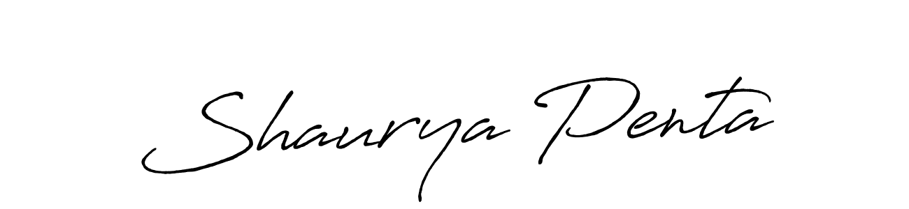 How to make Shaurya Penta name signature. Use Antro_Vectra_Bolder style for creating short signs online. This is the latest handwritten sign. Shaurya Penta signature style 7 images and pictures png