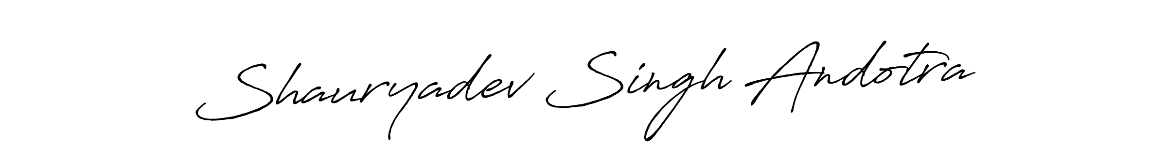 The best way (Antro_Vectra_Bolder) to make a short signature is to pick only two or three words in your name. The name Shauryadev Singh Andotra include a total of six letters. For converting this name. Shauryadev Singh Andotra signature style 7 images and pictures png