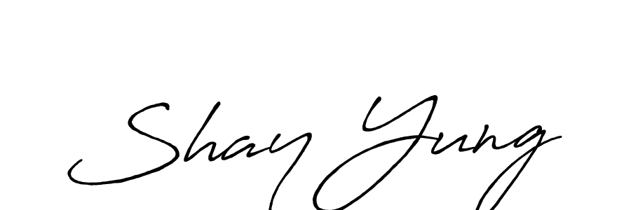 Make a beautiful signature design for name Shay Yung. With this signature (Antro_Vectra_Bolder) style, you can create a handwritten signature for free. Shay Yung signature style 7 images and pictures png