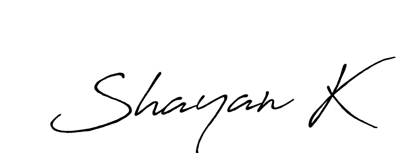 How to make Shayan K name signature. Use Antro_Vectra_Bolder style for creating short signs online. This is the latest handwritten sign. Shayan K signature style 7 images and pictures png