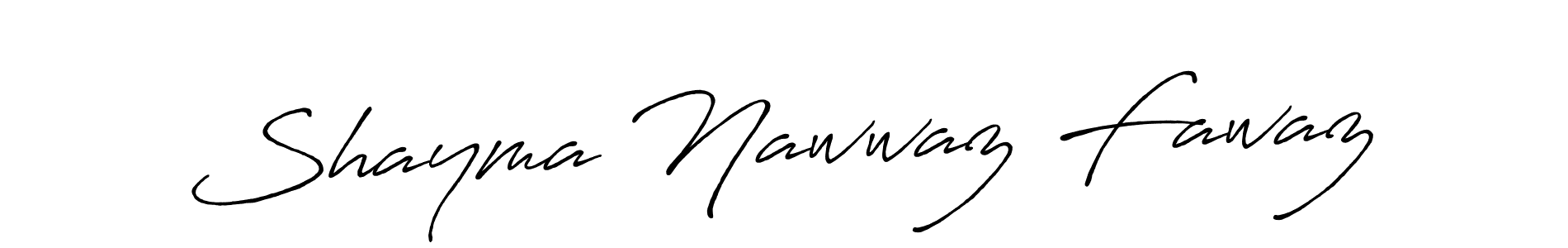 Antro_Vectra_Bolder is a professional signature style that is perfect for those who want to add a touch of class to their signature. It is also a great choice for those who want to make their signature more unique. Get Shayma Nawwaz Fawaz name to fancy signature for free. Shayma Nawwaz Fawaz signature style 7 images and pictures png