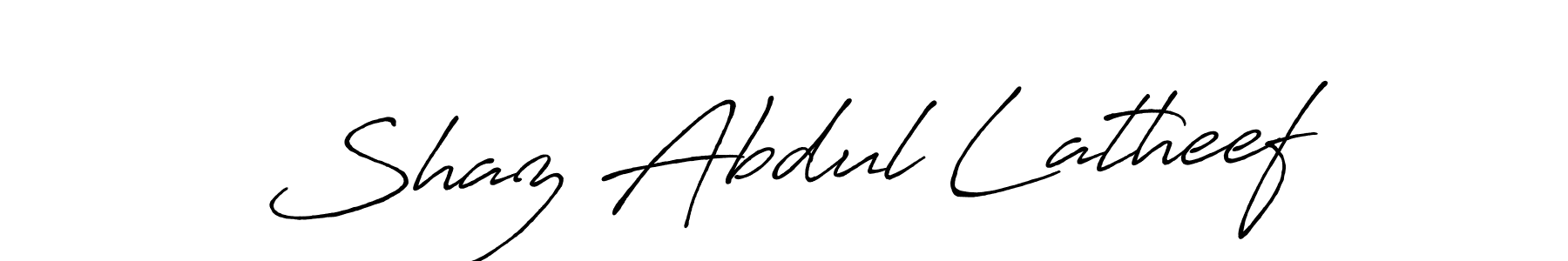 Create a beautiful signature design for name Shaz Abdul Latheef. With this signature (Antro_Vectra_Bolder) fonts, you can make a handwritten signature for free. Shaz Abdul Latheef signature style 7 images and pictures png